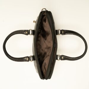 Ma Fierté – Croc-Textured Leather Laptop Bag - Black Edition - Image 3