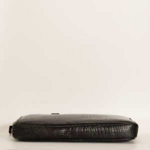 Professional Laptop Briefcase - Crocodile Textured Leather in Black - Image 4