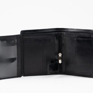 Ma Fierté Premium Full-Grain Leather Vertical Bifold Wallet with RFID Protection – Black - Image 3