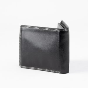 Ma Fierté Classic Bifold Wallet - Black with Contrast Stitching - Image 3
