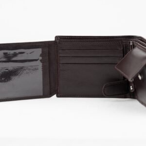 Ma Fierté – Dark Brown Genuine Leather Bifold Wallet with Snap Coin Pocket - Image 3
