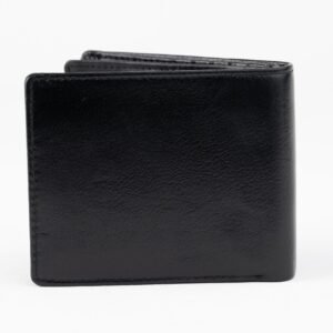 Classic Black Leather Wallet with Gloss Finish & Coin Pocket - Image 4
