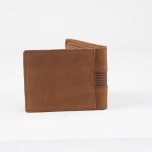 Ma Fierté Rustic Tan Leather Bi-Fold Wallet with Contrast Stripe - Image 4