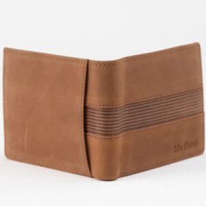 Ma Fierté Rustic Tan Leather Bi-Fold Wallet with Contrast Stripe - Image 3