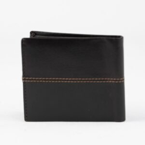 Ma Fierté Classic Black Leather Wallet with Tan Accent & RFID Protection - Image 4