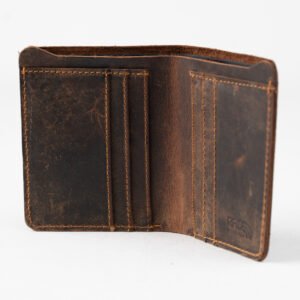 Rustic Hunter Wallet – Distressed Brown Vertical Slim Edition - Image 4