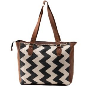 Ma Fierté Handwoven Leather & Cotton Artisan Duffel Bag |Tote Bag - Image 9