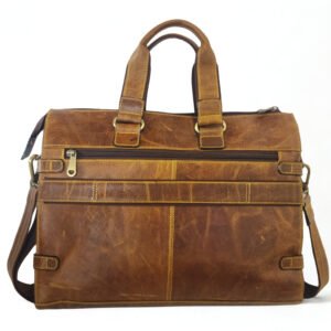 Ma Fierté – Vintage Tan Leather Laptop Bag - Image 4