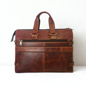 Ma Fierté – Vintage Brown Leather Laptop Bag - Image 4