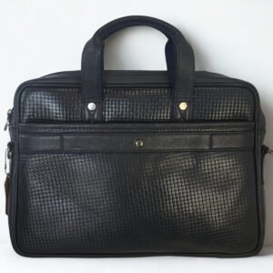 Ma Fierté Genuine Leather Laptop & Office Bag – Dark Blue - Image 4