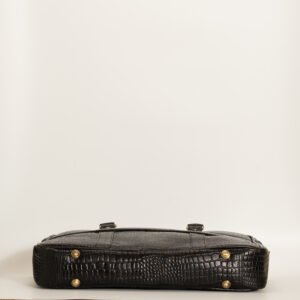Ma Fierté – Croc-Textured Premium Leather Laptop Bag - Black - Image 3