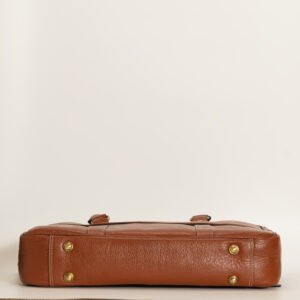 Premium Tan Leather Laptop Bag - Image 4