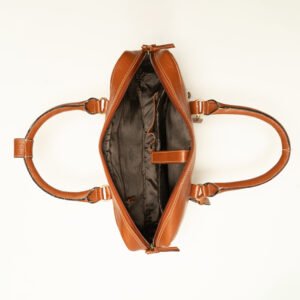 Premium Tan Leather Laptop Bag - Image 5