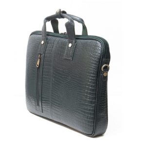 Ma Fierté Croc-Textured Leather Laptop Bag – Green Edition - Image 3