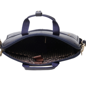 Ma Fierté Croc-Textured Leather Laptop Bag – Blue Edition - Image 5