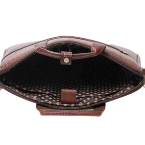Ma Fierté Croc-Textured Leather Laptop Bag – Brown Edition - Image 5