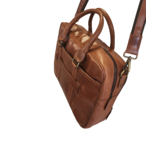 Handcrafted Cognac Voyage Genuine Leather Briefcase - Image 3