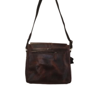 Handcrafted Genuine Leather Messenger Bag – Dark Brown - Image 3