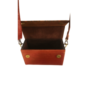 Ma Fierté Imperial Vine Carved Leather and Wood Crossbody Bag - Image 3