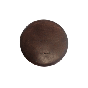 Ma Fierté Lotus Bloom Mandala Carved Teak Wood Round Crossbody Bag – Brown Edition - Image 4