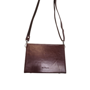 Deep Brown Polished Teak Panel & Full-Grain Leather Messenger Bag - Image 4