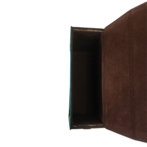 Teal Leather and Natural Wood Crossbody Bag - Image 3