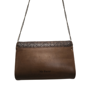 Antique Arabesque Brown Leather Chain Side Bag - Image 3