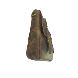 Vintage Dark Brown Genuine Leather Messenger Bag - Image 3