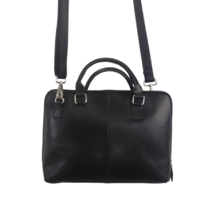 Black Genuine Cowhide Leather Laptop Briefcase - Image 4