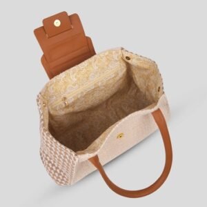 Ma Fierté Handwoven Cotton Boho Tote Bag – Tan Edition - Image 3