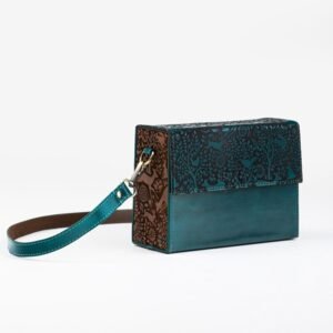Ma Fierté Crossbody Bag for Women (Carved Wood & Leather) Deep Teal - Image 1