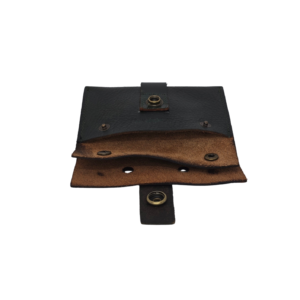 Handcrafted Forest Green Leather Envelope Card Holder Wallet with Brass Snap Closure - Image 3