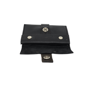 Handcrafted Black Leather Envelope Card Holder Wallet with Snap Closure - Image 3