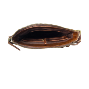 Vintage Distressed Brown Leather Compact Crossbody Messenger Bag - Image 5